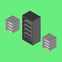 Isometric Server Database On Background vector