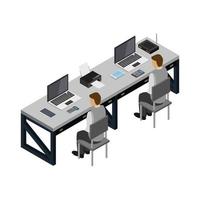 escritorio de oficina isométrico vector