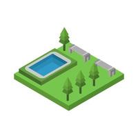 Isometric Swimming Pool On Background vector