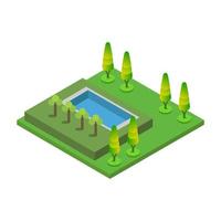 Isometric Swimming Pool On Background vector