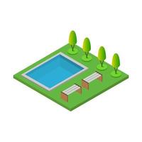 Isometric Swimming Pool On Background vector