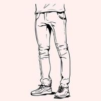 Boy's Style with Jeans Pants Vector Illustration