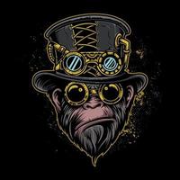 Monkey Steam-punk Vector Illustration On Isolated Background