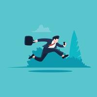 Run To Catch Time Flat Vector Illustration