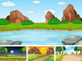 Four different scene of nature park and forest vector