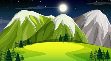 Nature forest landscape at night scene vector