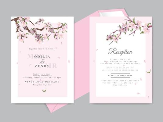 beautiful wedding invitation cherry blossom theme