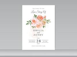 hermoso conjunto de tarjetas de boda diseño de rosas vector
