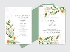 beautiful wedding card set magnolia design vector