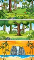 tres escenas horizontales de naturaleza diferente. vector