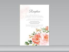 beautiful wedding card set roses design vector