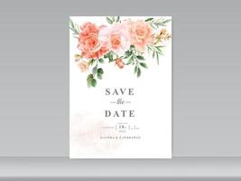 beautiful wedding card set roses design vector