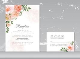 beautiful wedding card set roses design vector