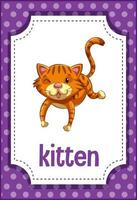 Vocabulary flashcard with word Kitten vector