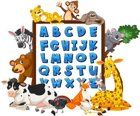 A to Z Alphabet board with wild animals