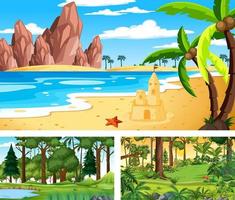 Three different nature horizontal scenes vector