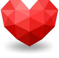 Red geometric heart isolated vector