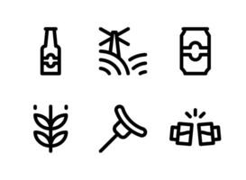conjunto simple de iconos de líneas vectoriales relacionadas con la cerveza vector