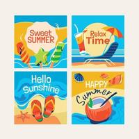 Set of Summer Greeting Cards vector