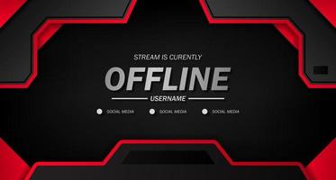 offline for gaming or live streaming with black background sporty with red line vector