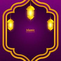Islamic background with shiny gold lantern illustration vector