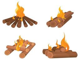 Set of bonfires in cartoon style vector