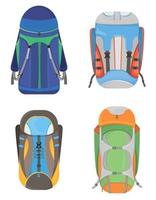 conjunto de mochilas de camping vector