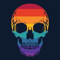 Vintage skull rainbow illustration vector