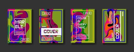 Abstract Fluid creative templates, cards, color covers set. Geometric design, liquids, shapes. Trendy vector collection.