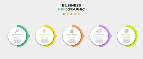 Vector Infographic design business template with icons and 5 options or steps. Can be used for process diagram, presentations, workflow layout, banner, flow chart, info graph