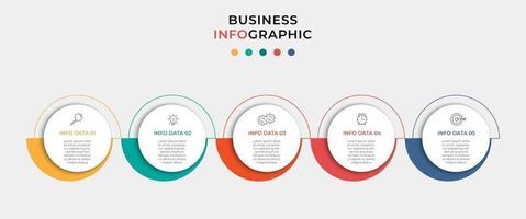 plantilla de negocio de diseño infográfico vectorial con iconos y 5 opciones o pasos. se puede utilizar para diagramas de procesos, presentaciones, diseño de flujo de trabajo, pancartas, diagramas de flujo, gráficos de información vector