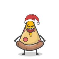 Cute Pizza Character Mascot Flat Cartoon Emoticon Vector Design Illustration