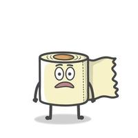 Cute Toilet Paper Character Mascot Flat Cartoon Emoticon Vector Design Illustration