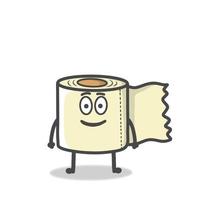 Cute Toilet Paper Character Mascot Flat Cartoon Emoticon Vector Design Illustration