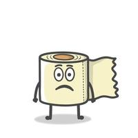 Cute Toilet Paper Character Mascot Flat Cartoon Emoticon Vector Design Illustration