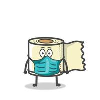 Cute Toilet Paper Character Mascot Flat Cartoon Emoticon Vector Design Illustration