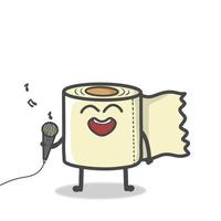 Cute Toilet Paper Character Mascot Flat Cartoon Emoticon Vector Design Illustration