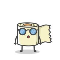 Cute Toilet Paper Character Mascot Flat Cartoon Emoticon Vector Design Illustration