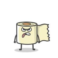 Cute Toilet Paper Character Mascot Flat Cartoon Emoticon Vector Design Illustration