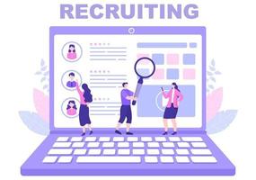 Job Hiring And Online Recruitment For web Landing Page, Banner, Background, Presentation Or Social Media. Vector Illustration