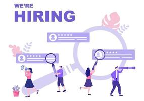 Job Hiring And Online Recruitment For web Landing Page, Banner, Background, Presentation Or Social Media. Vector Illustration