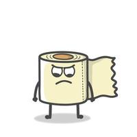 Cute Toilet Paper Character Mascot Flat Cartoon Emoticon Vector Design Illustration