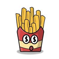 cute french fries character vector template design illustration