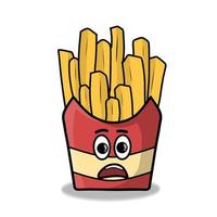 cute french fries character vector template design illustration