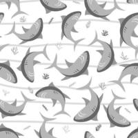 Vector tiburón mar animal salvaje dibujado a mano conjunto de ilustraciones de doodle. impresión para ropa de verano para niñas o niños.