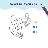 colorea lindas hojas por número. juego educativo de matemáticas para niños. página para colorear. vector