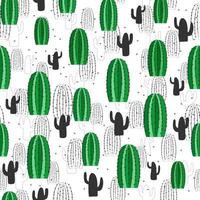 cactus de patrones sin fisuras. dibujado a mano ilustración decorativa con textura. suculentas vectoriales. patrón transparente de vector para diseño de tela con estilo, papel, web.