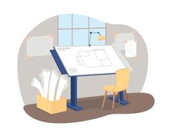 Architect workplace vector web banner