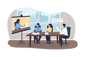 Virtual business meeting during pandemic 2D vector web banner