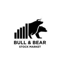 premium bull  bear with economic vector finance black logo design